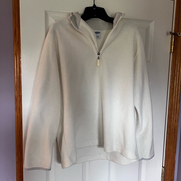 Old Navy Half-Zip Pullover Women's XL White Sherpa Style EUC - Picture 1 of 3